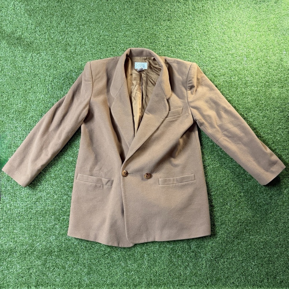 Vintage Casual Corner Women's 14 Camel Beige Blazer 100% Pure Wool Lined